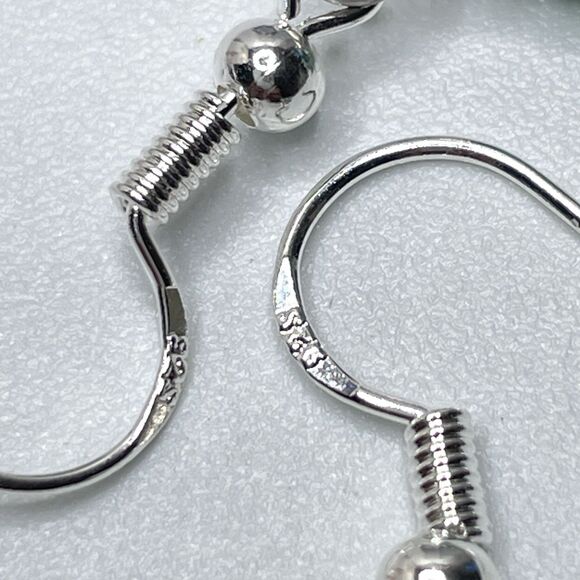 Artisan Kiwi Jasper Stone Oval Cut Seed Bead Silver Plated Dangle Earrings - Picture 6 of 6